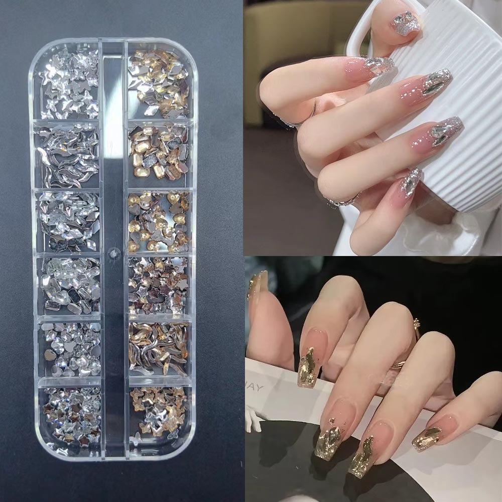 Accesorios para uñas Mini diamantes para uñas Diamantes planos de forma especial Blanco rosa champán Accesorios para uñas súper brillantes
