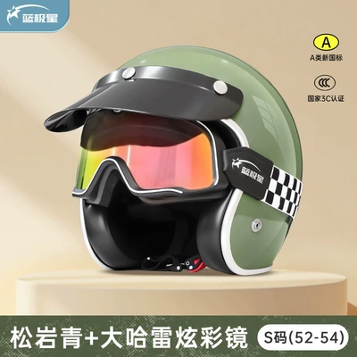 Motosiklet kaskı (dəbilqə) Cold-Proof and Warm-Keeping Autumn and Winter - songyanqing-s-small-head-circumference-52-54cm-017-harley-goggles-iridescent-lens