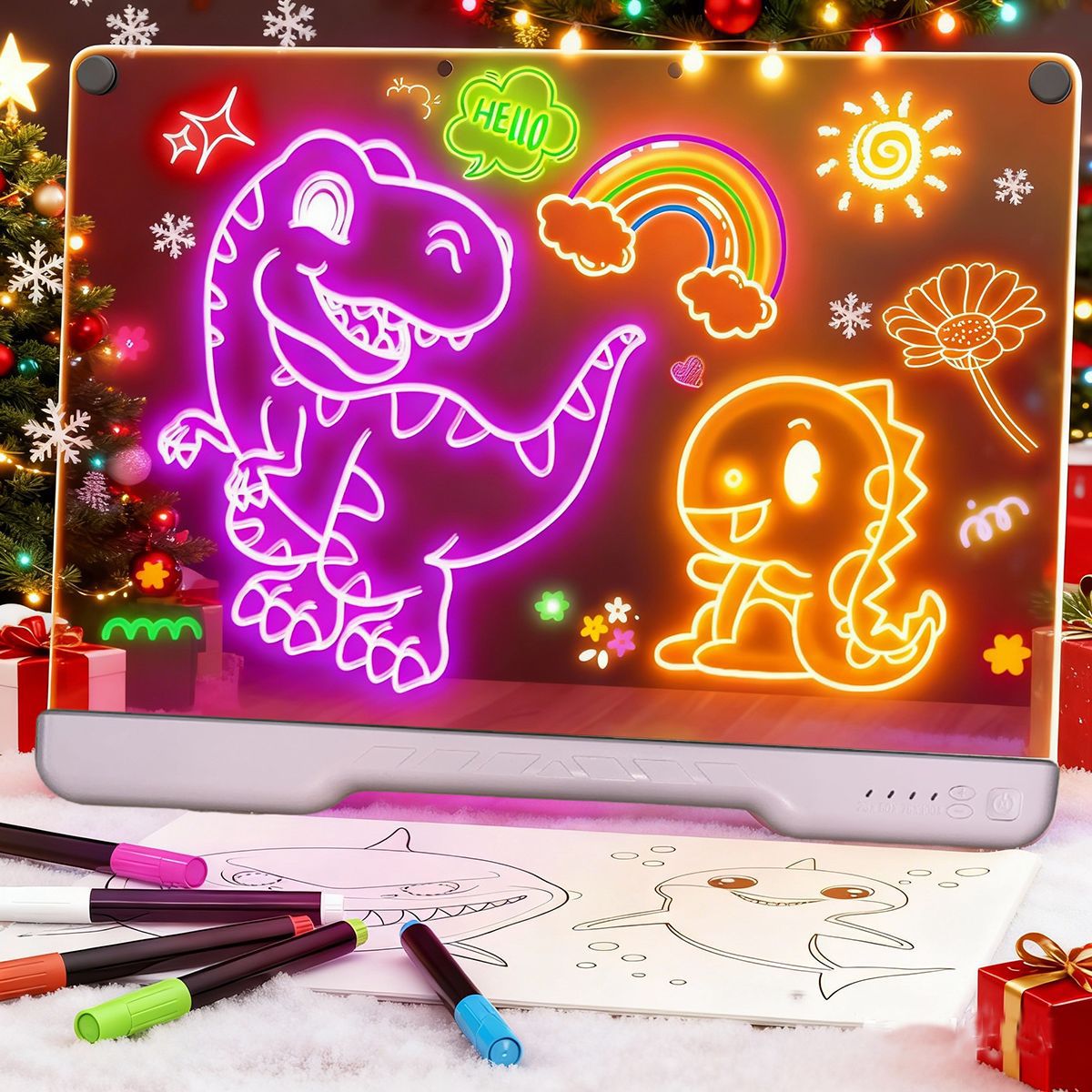 Batería estereoscópica transfronteriza para niños tablero de pintura acrílico tablero de escritura tablero de escritura recargable gran lámpara de noche