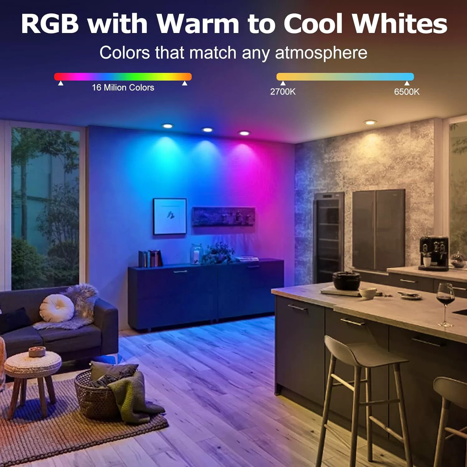 WIFI голос LED точечный светильник, приложение, встроенный умный дом, разноцветная подсветка, изменение цвета
