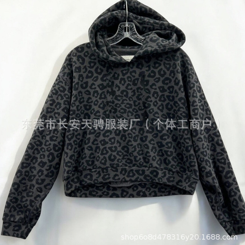 Leopard Print Sweatshirt Hooded Sweatshirt Cross-Border New Youth Trend Daily Casual Versatile Sweatshirt for Men and Women