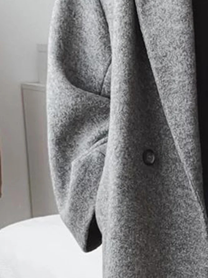 Abrigo de Lana Estilo Trench de Poliéster, Largo, con Bolsillos, para Otoño e Invierno