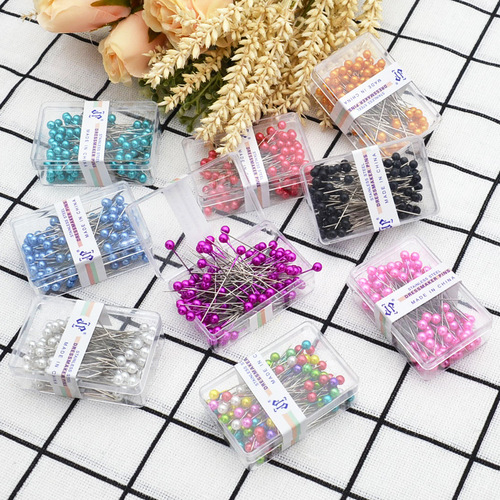 Factory direct sales colorful clothing positioning decorative pearlescent needles plastic round head pins sewing and cutting positioning needles