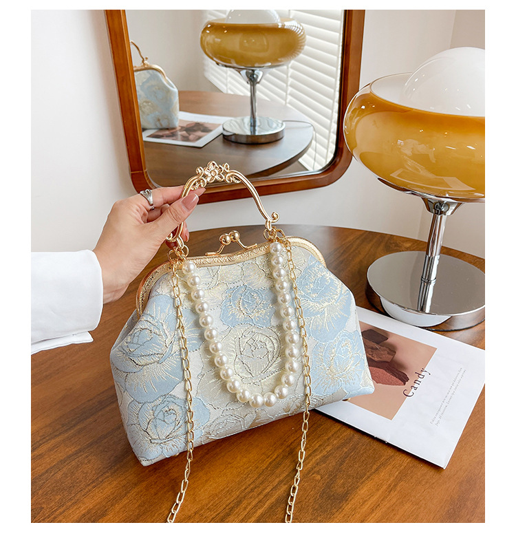 Grouss Kapazitéit Spitzeklammer Damentasch Handtasch Schëllertasch Cheongsam Tasch High-End Kaddo Antik Tasch Perl Handtasch_voghion.com