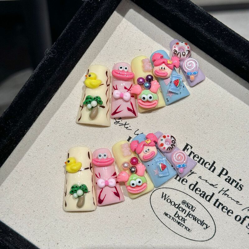Yihe foreign trade Europe and the United States duck bill nail nail dopamine plastic wind big mouth pure hand-worn nail stickers