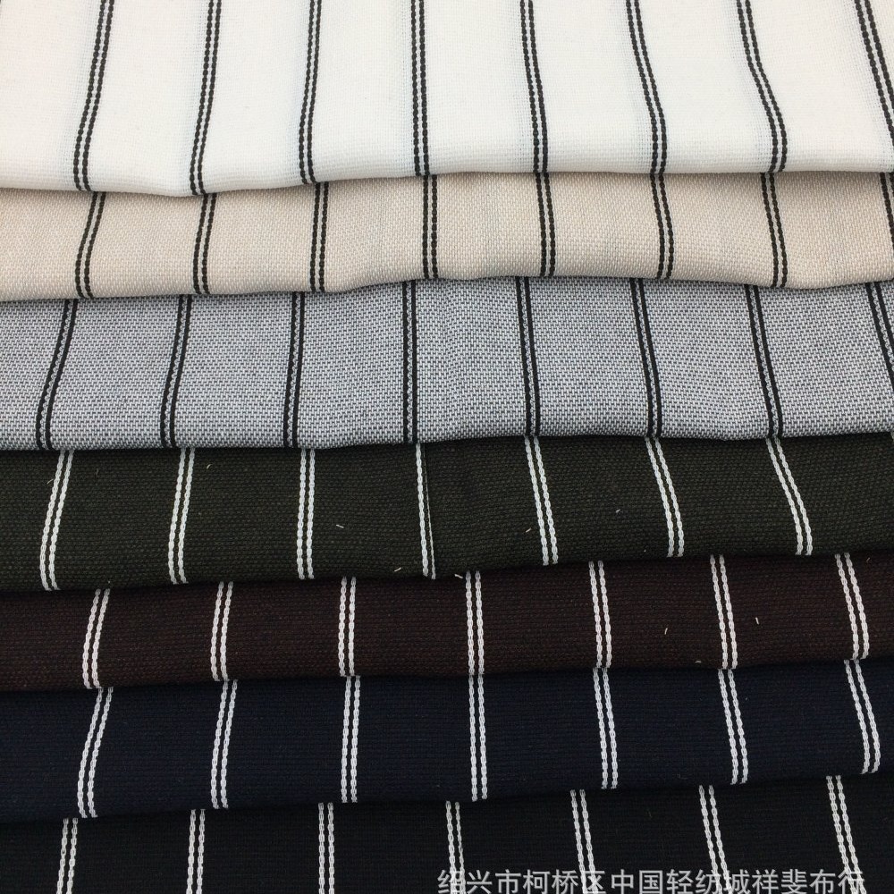 色织提花条子面料色织竖条纹衬衫布女装连衣裙淘现货先