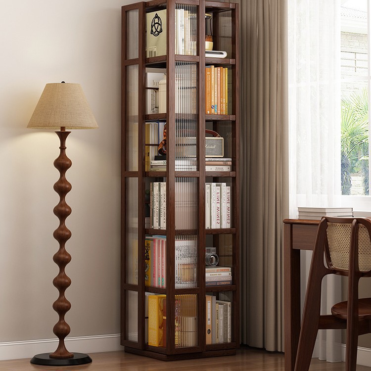Rotating Bookshelf 360-Degree Kidsren's Bookcase Integrated Wall-Mounted Home Living Room Simple Multi-Layer Storage Floor-Standing Storage Rack