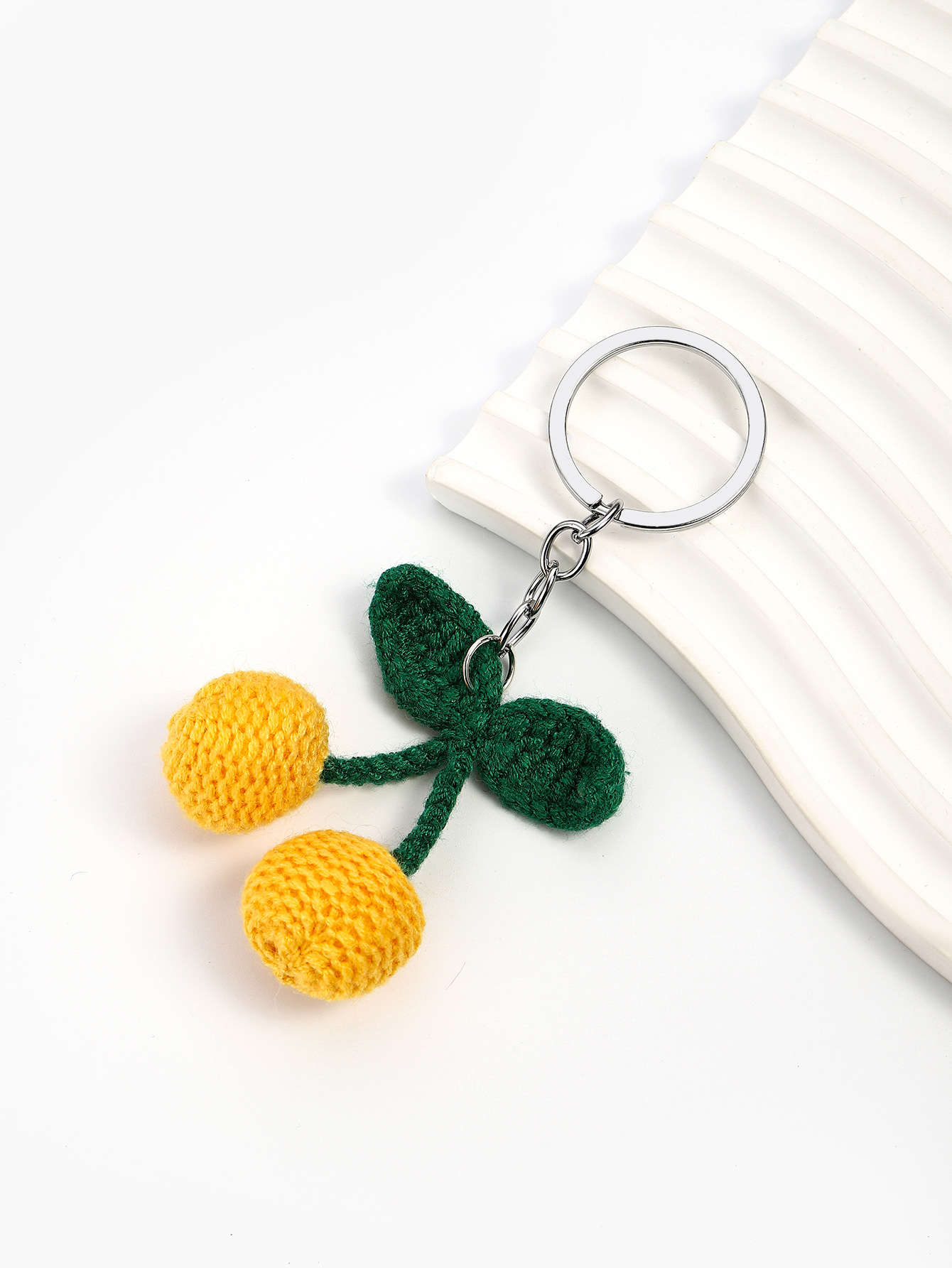 10g Weight Handmade Inlay Material Keychain Classification 1 Piece Quantity Casual, Daily Occasion yarn Material Peach, Cherry, Car Pattern Unisex Gender Cute Style 1 Piece Peach Cherry Car Keychain Yarn Handmade Unisex Cute Keychain 13