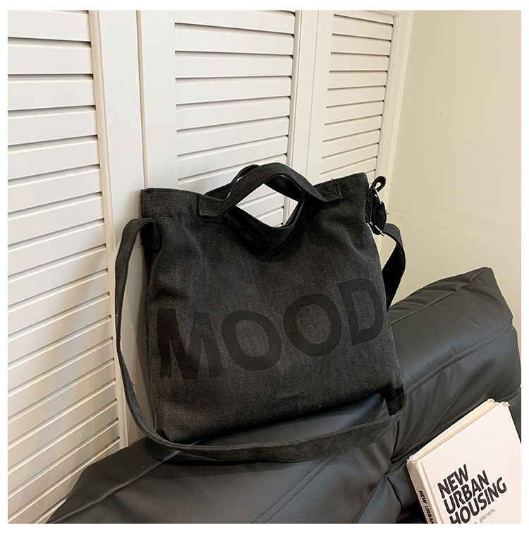Canvas bag, large-capacity crossbody, ins Korean version student tote bag, single-shoulder girls' tutorial bag, hand-held shopping bag undefined