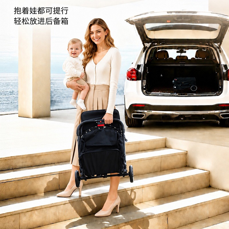 Nuevo modelo de cochecito para muñecas, cochecito de vista alta, cochecito de viaje portátil, se puede sentar y acostar, cochecito para bebés.
