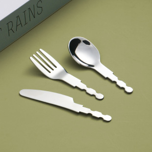 Factory direct supply 316 stainless steel children's fork spoon knife tableware three-piece set semi-finished baby infant spoon fork head