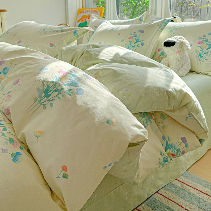 ins caricatura para niños algodón cama de cuatro piezas set 100 sábanas de flor de algodón sábanas
