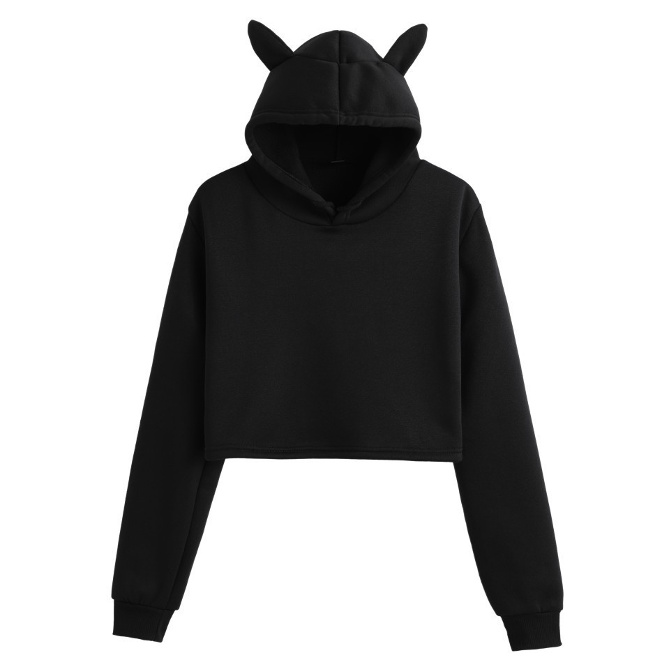 Cross-Border factory direct solid color cat ears hooded vests Europe and the United States fashion sweet girls short umbilical vests