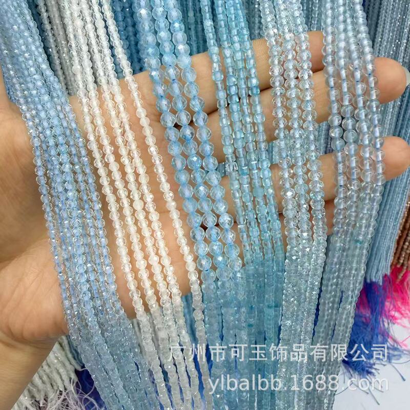 Manufacturer Wholesale Natural Topaz Round Beads, Abacus Beads, Sugar Cube Beads, White Topaz, Blue Topaz, Beaded DIY Jewelry Accessories