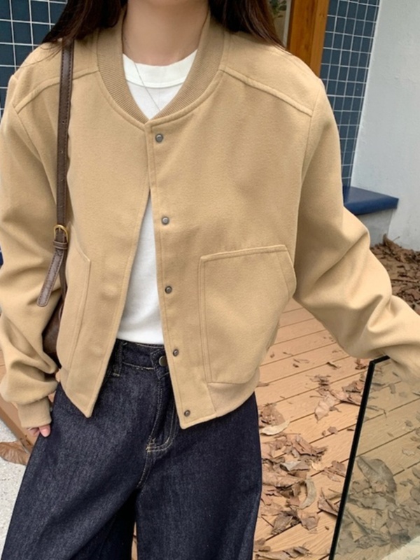 复古风短款夹克外套女大码胖mm春秋感百搭休闲棒球服ins上衣|undefined
