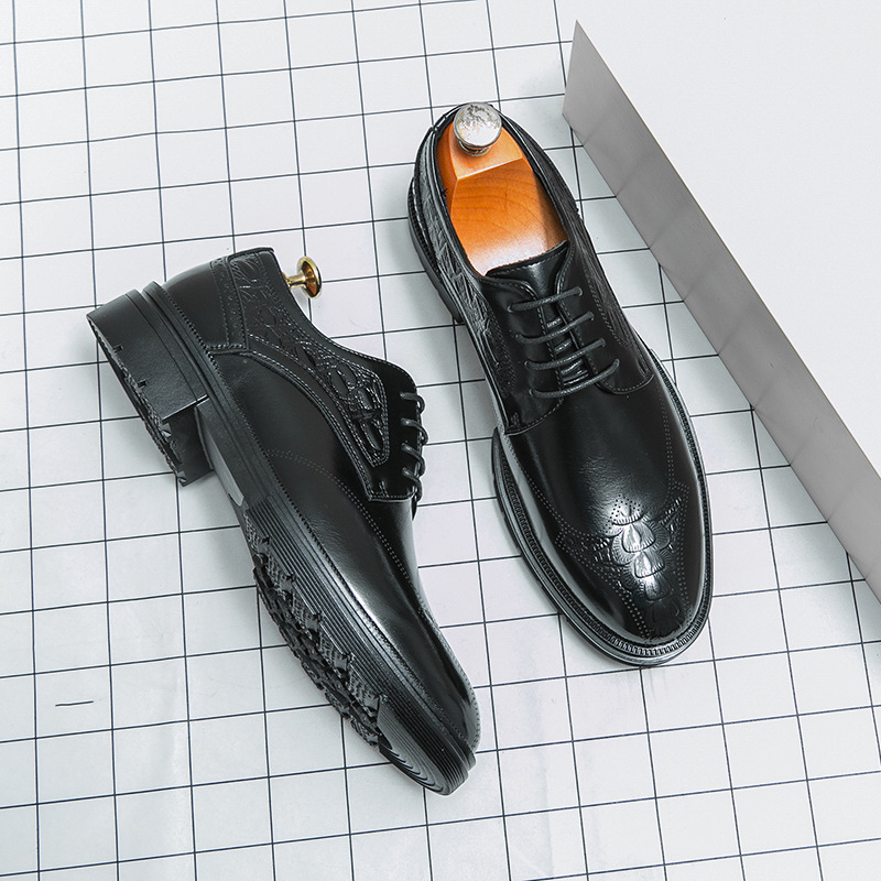 Transfronterizos de tamaño grande otoño nuevos zapatos de cuero casuales de moda para hombres zapatos de negocios de moda coreana novio zapatos de boda image 7