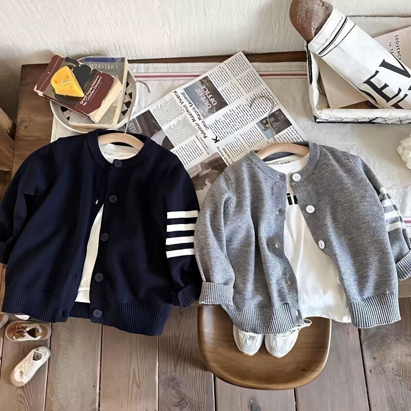 Cross-border 2026 Spring and Autumn Girls' Knitted Sweater, Single-breasted Round Neck Cardigan, Baby Top, Stylish New Coat