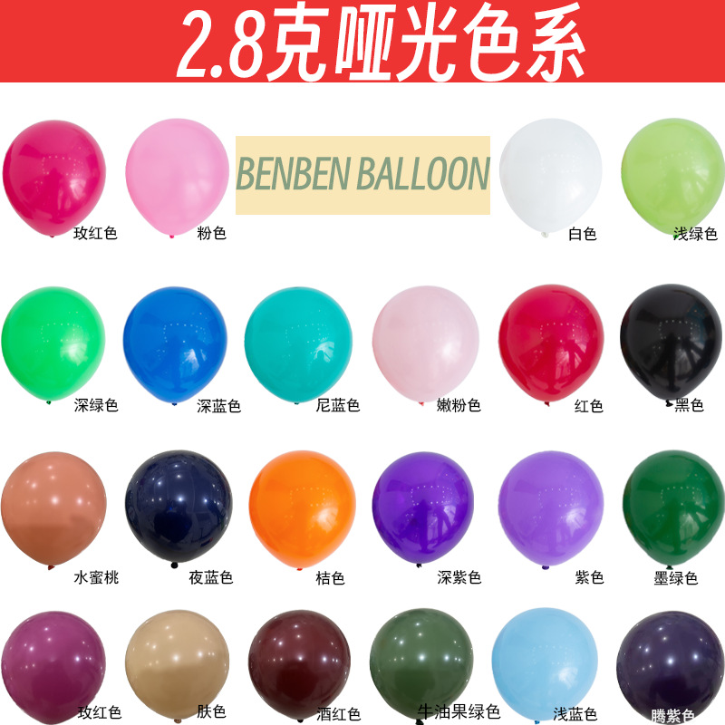 New Year Wholesale 2.8g Retro Matte Thickened Latex Balloons for Birthday, Christmas Tree Decoration, Wedding Arrangement, and Stall Setup