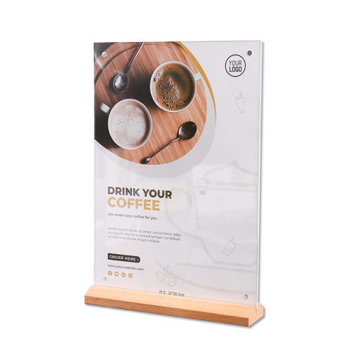 Beech table card acrylic strong magnetic desktop stand wooden price tag office display card meal card price list table sign