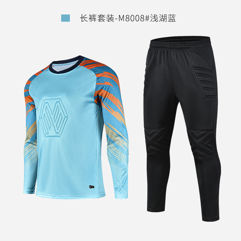 Portero de fútbol ropa traje de los hombres adultos puerta uniforme niños de manga larga pórtico ropa equipo de fútbol Número de impresión