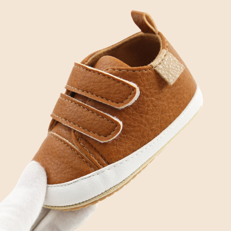 Spring and Autumn Non-slip Soft PU Leather 0-1 Year Old Baby Toddler Shoes Velcro Anti-drop Baby Shoes for 6-14 Months