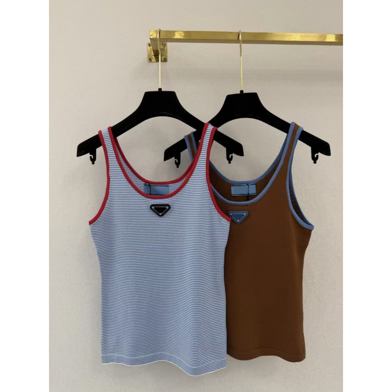 Shenzhen Nanyou High-Quality P-Brand Knitted Vest with Wide Shoulder Straps, Spring Striped Versatile Sleeveless Top Shenzhen Nanyou High-Quality P-Brand Knitted Vest with Wide Shoulder Straps, Spring Striped Versatile Sleeveless Top