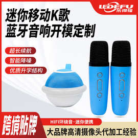 现货双麦无线蓝牙音箱带话筒便携K歌迷你音响户外一体式蓝牙音响