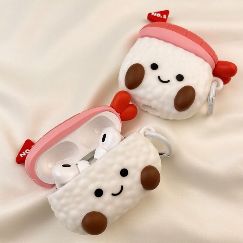 Cute Fun Rice Sushi AirPodspro2 Protective Cover 1/2 Generation Apple Headphone Cover AirPods3 Generation Women
