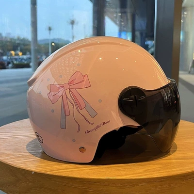 Motosiklet dəbilqələri | cute bow half helmet for