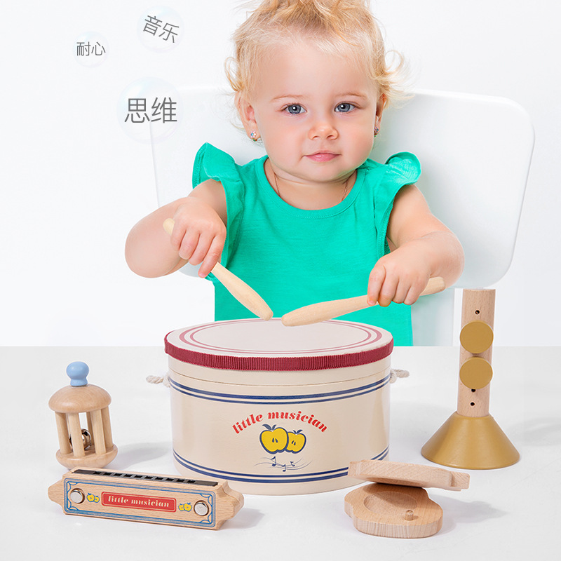 Simulación de madera pequeño músico caja de madera Orf percusión educación temprana música iluminación juguete puzzle