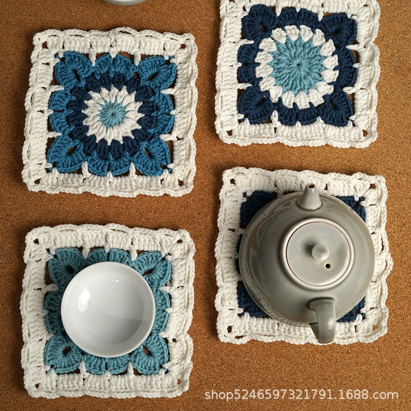 菲菲姐家 Вязание крючком, набор сине-белых материалов, ручная работа.