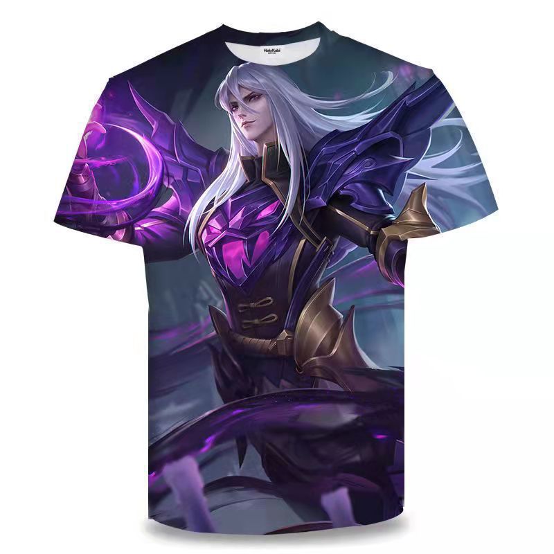 Camiseta de manga corta con estampado digital bidimensional de verano 3d verano para adolescentes y niños juego de gloria para hombres