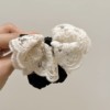 White hairgrip with bow suitable for photo sessions, hair accessory, bangs, floral print, lace dress, Lolita style
