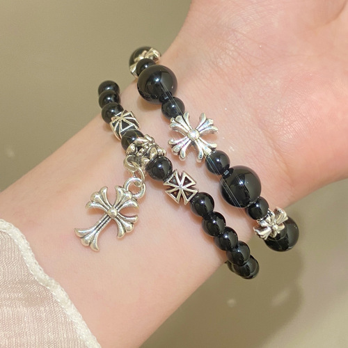Elegant European Cross Bead Bracelet for Women - Unique and Advanced Style, Versatile Design, Turquoise Bead Necklace - New Accessory