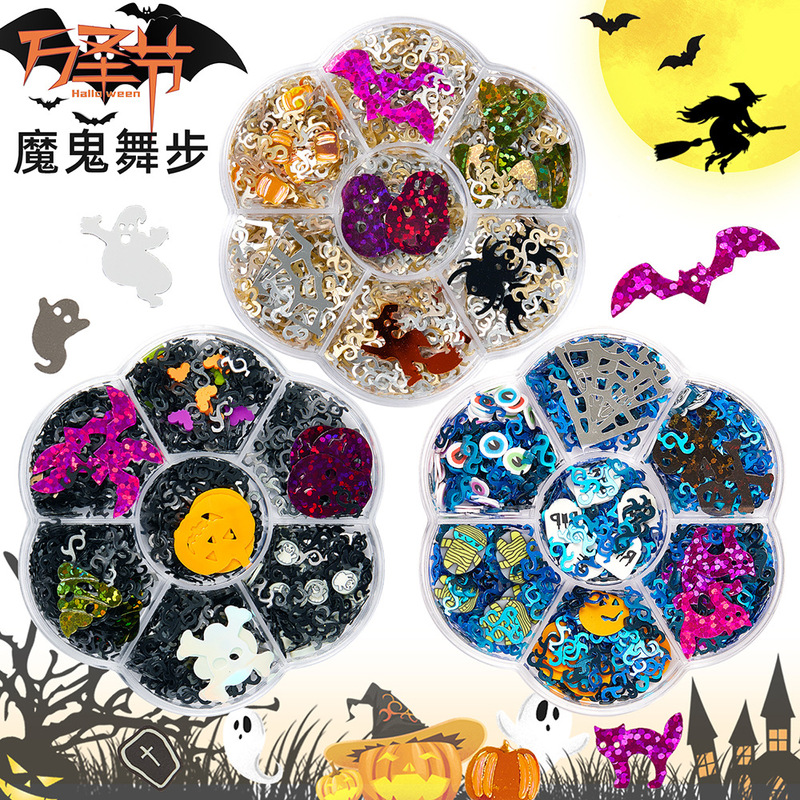 Halloween nail art patch sequins glitter powder nail polish glue slime diy material wholesale nail art jewelry sequins Halloween nail art patch sequins glitter powder nail polish glue slime diy material wholesale nail art jewelry sequins