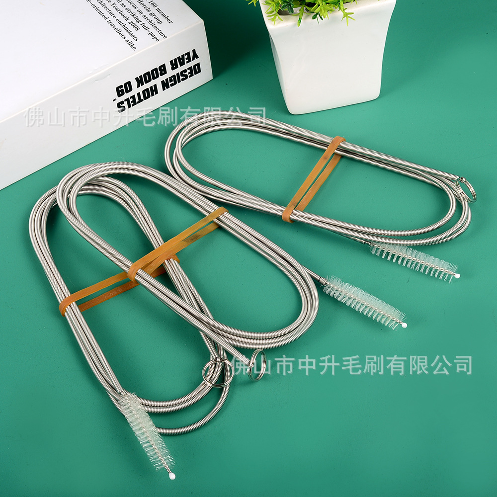 下水道毛发清理刷冰箱排水孔清洁工具刷不锈钢弹簧刷通器疏通神器