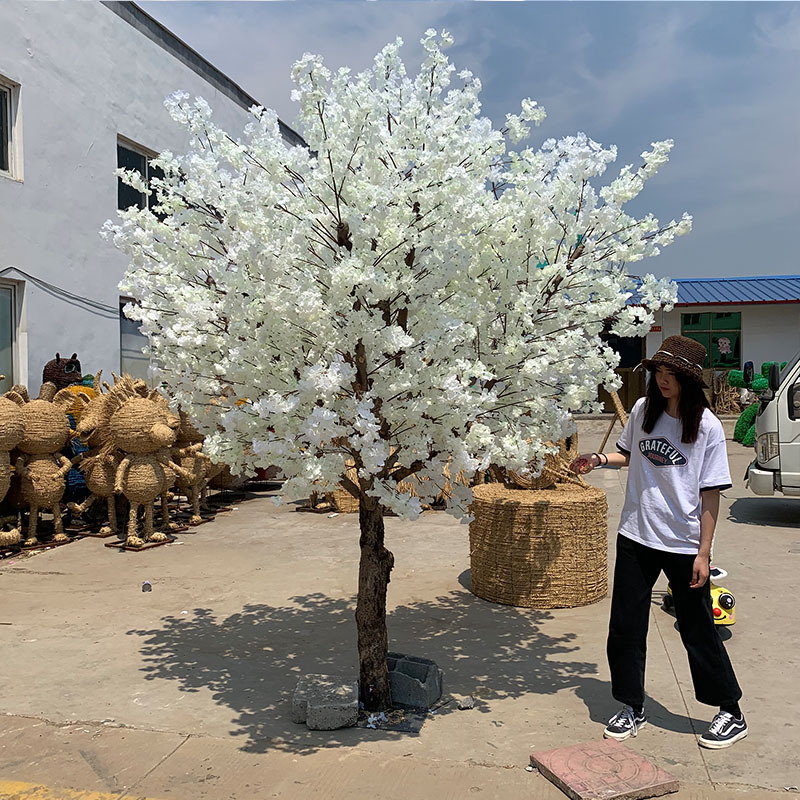 仿真白色樱花树假树桃花树大型植物室内商城酒店装饰日式仿真花树