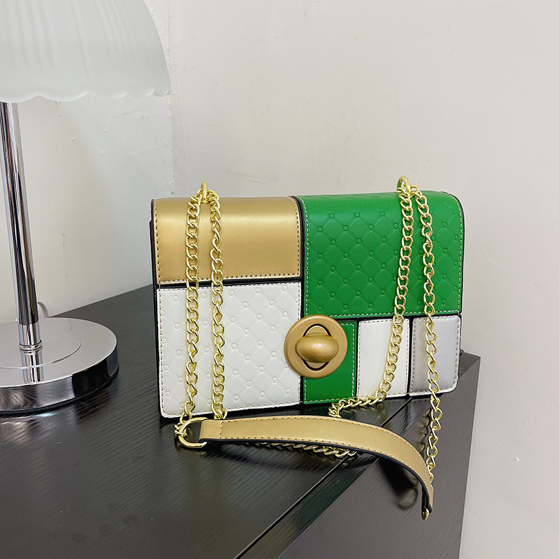 Borsa a tracolla singola con catena a tracolla singola nuova primavera 2023 per donna con cuciture fresche e dolci elegante borsa in stile diagonale per donna_voghion.com