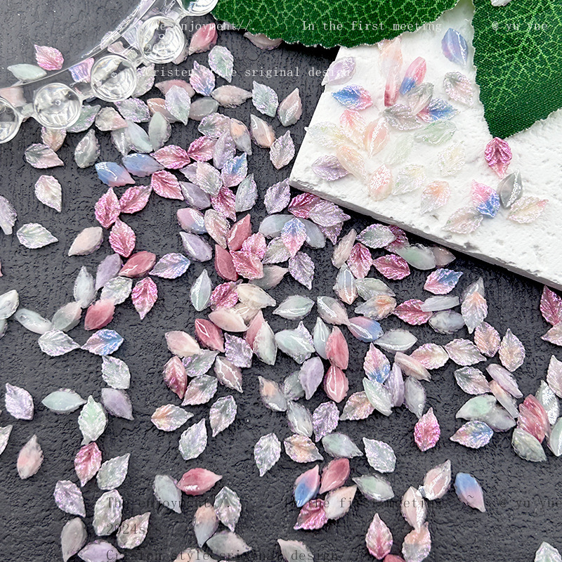 New fog sea fine flashing soft leaves nail accessories mixed firefly luminous diy nails camellia accessories