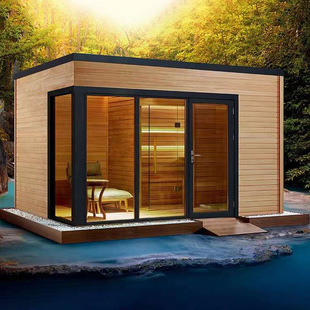 Popular Solid Red Cedar Wood Shower and Sauna Outdoor Wooden Sauna