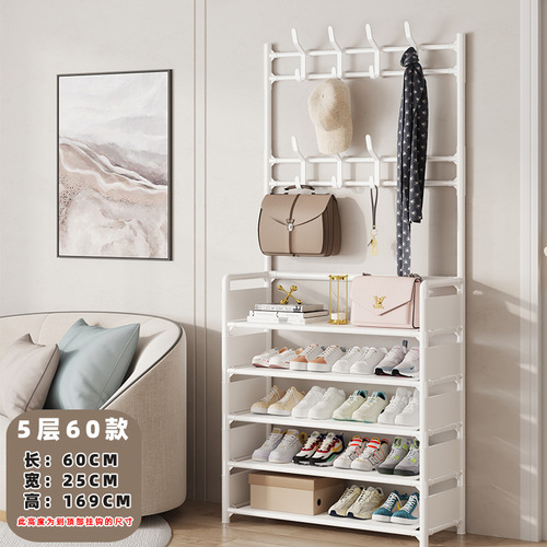 Simple shoe rack entrance home integrated hanger multifunctional storage shoe cabinet coat rack multi-layer set device shelf