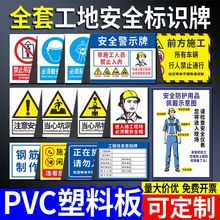 工地安全标识牌施工现场安全警示标志佩戴安全帽生产请勿靠近基坑