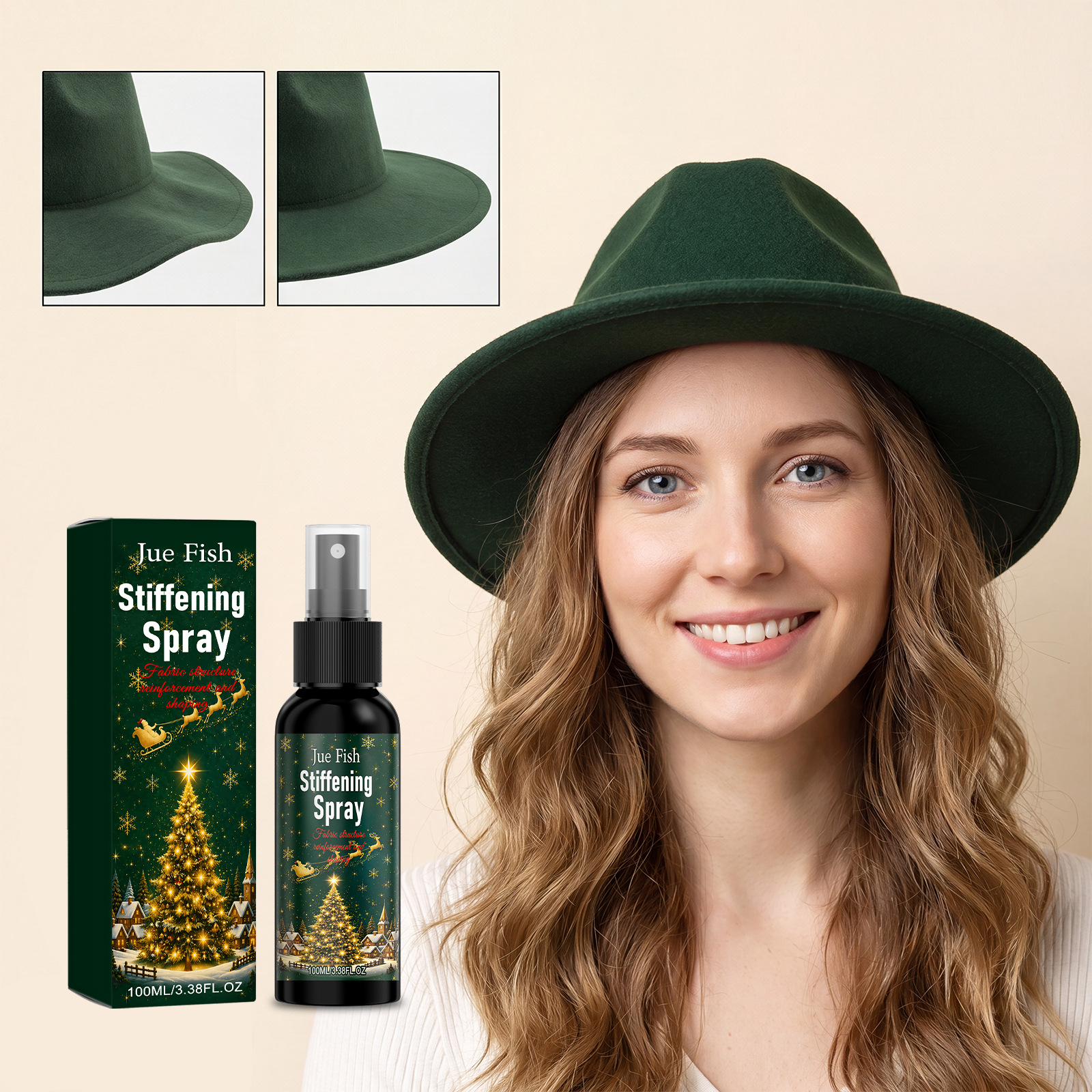 Jue Fish Fabric Styling Spray Daily Gentle Care to Keep Hats Flat and Smooth, Reducing Wrinkles
