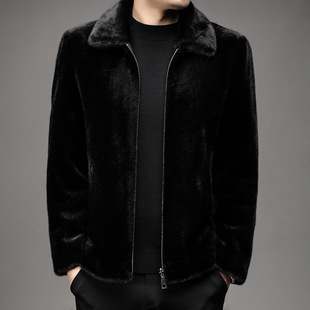 2023 winter men's fur coat green middle-aged men's short double-sided wear fur integrated mink fur coat men