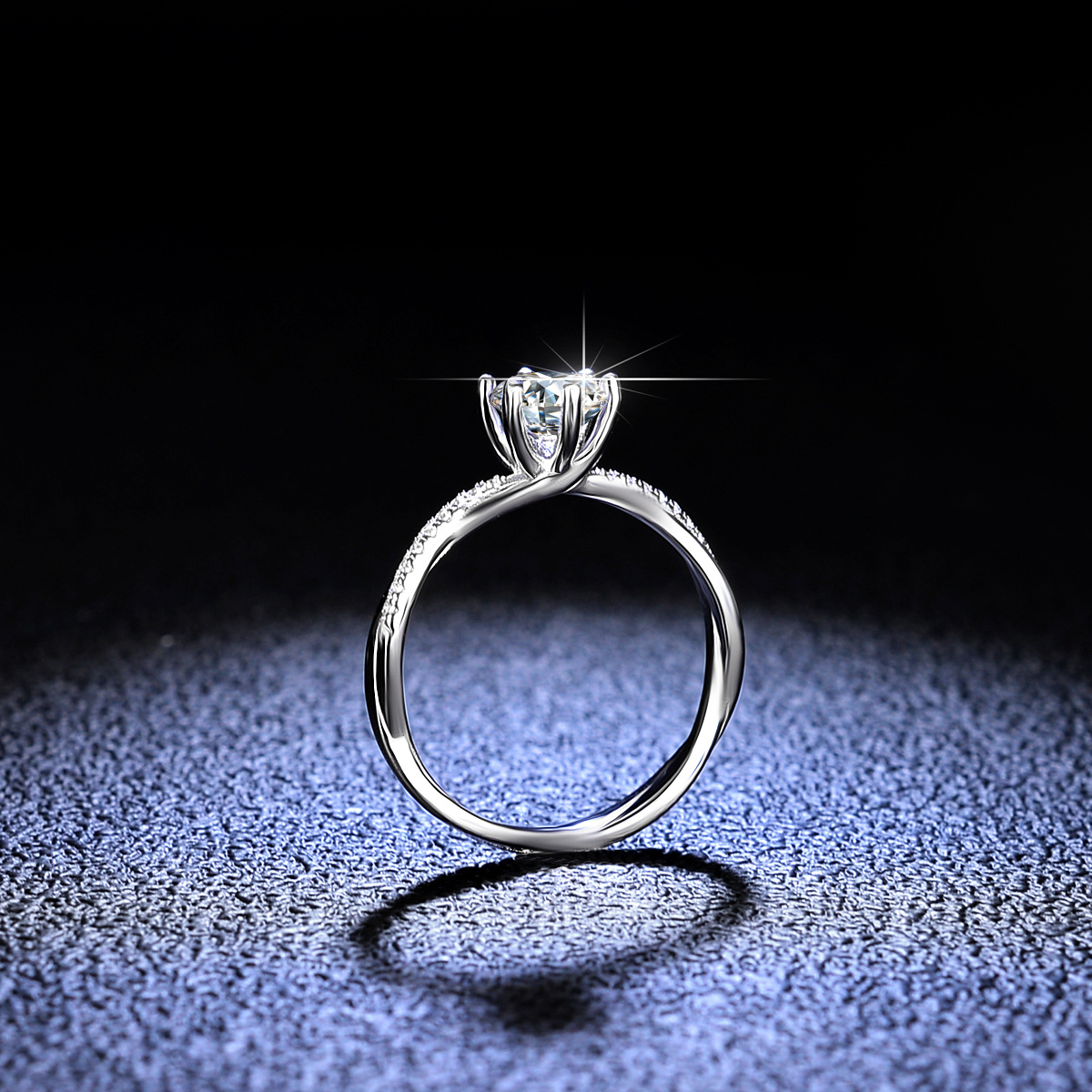 Solid Color Pattern Women's Gender 925 Sterling Silver Moissanite Solid Color Rings