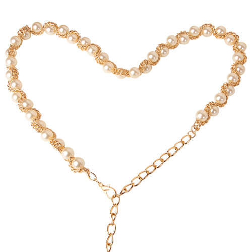New style women's metal waist chain, fashionable, elegant and versatile, pearl aluminum chain clothing matching belt, cross-border factory direct sale