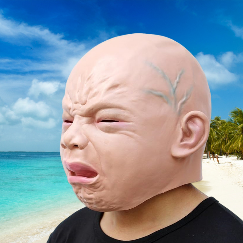 Realista llanto máscara de bebé cabeza llena llanto cara casco fiesta de Halloween casa embrujada tema de terror