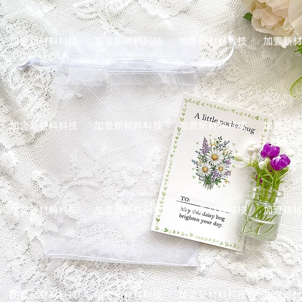 Purple flowers (resin + small card + organza bag)