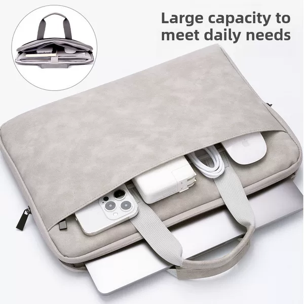 Full opening and closing PU sheep leather laptop bag is suitable for 13-16 inch -16 inch hand feeling delicate anti-splash earthquake resistance