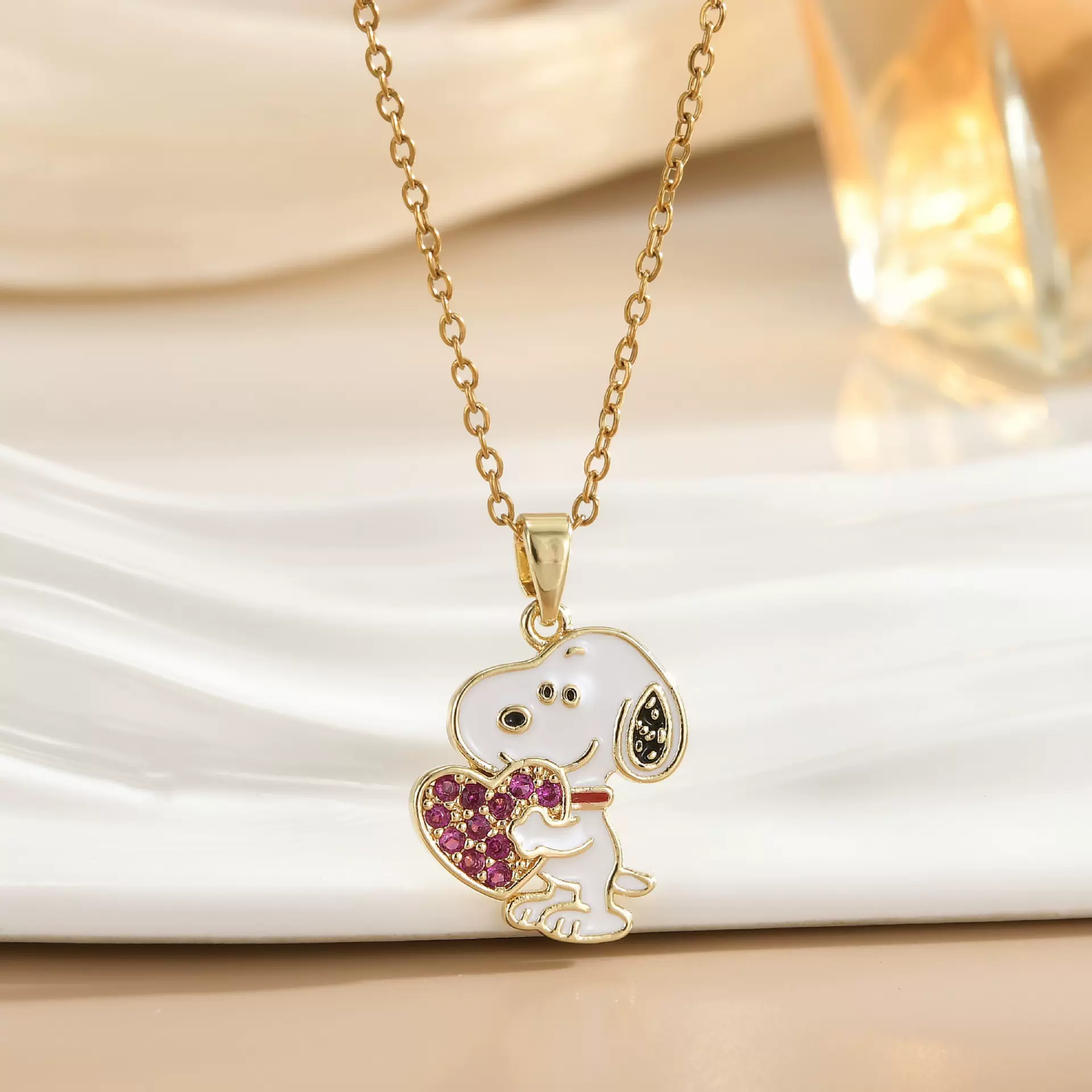 新品跨境热卖可爱小狗项链女饰品DIY卡通日常百搭时尚个性锁骨链